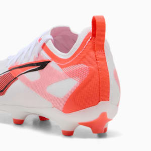 Chaussures de soccer à crampons pour terrain ferme/terrain artificiel ULTRA 5 PRO Enfant et adolescent, PUMA White-PUMA Black-Glowing Red, extralarge